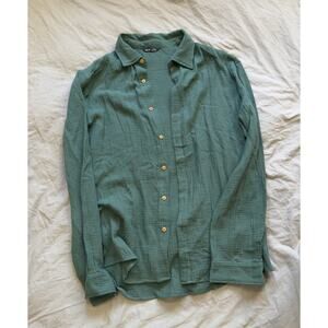 SHEIN Men's Textured Green Casual Button Down Shirt